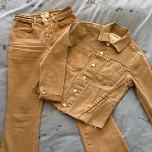 L’AGENCE Tan Denim Jacket and Jeans Set